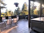 Huge patio with hot tub and fire pit